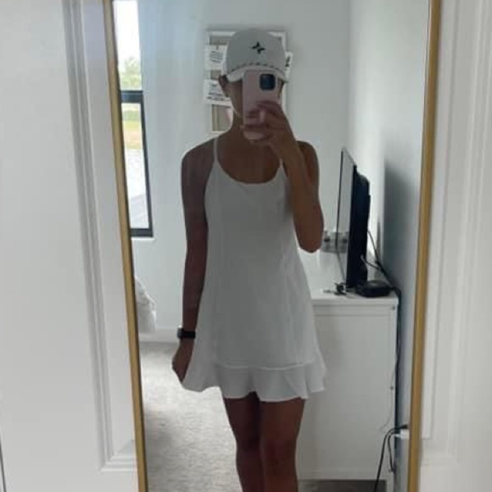 Aerie White Ruffle Exercise Dress